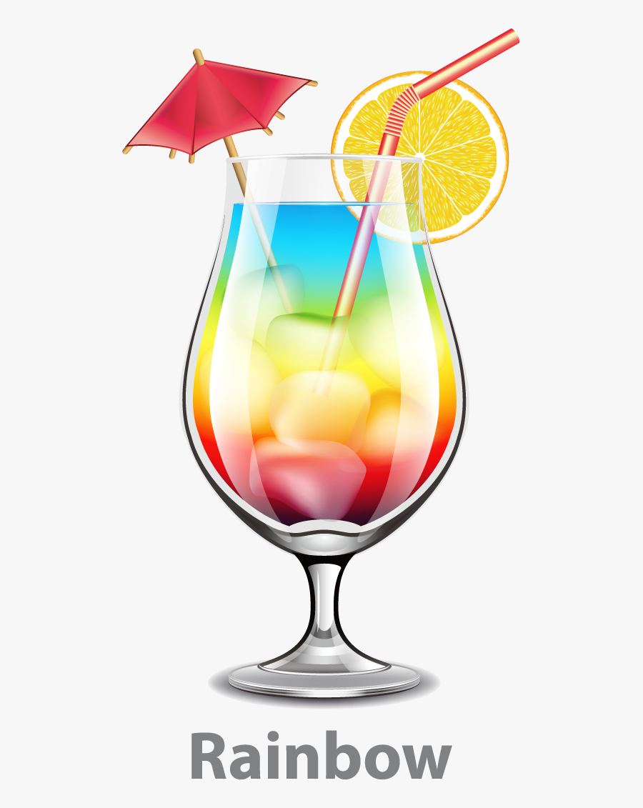 Cocktail Orange Juice Mai Tai Pixel Rainbow - Rainbow Cocktail Clipart, Transparent Clipart