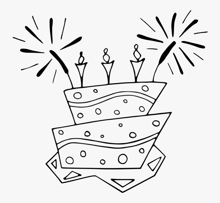 Flat Cake Bw - Birthday Cake Clip Art, Transparent Clipart