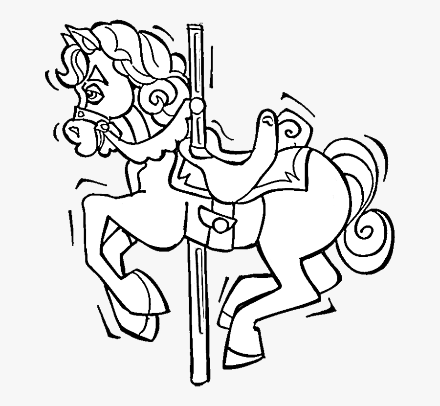 Carousel Horse Coloring Pages - Carousel Horse Drawing Transparent, Transparent Clipart