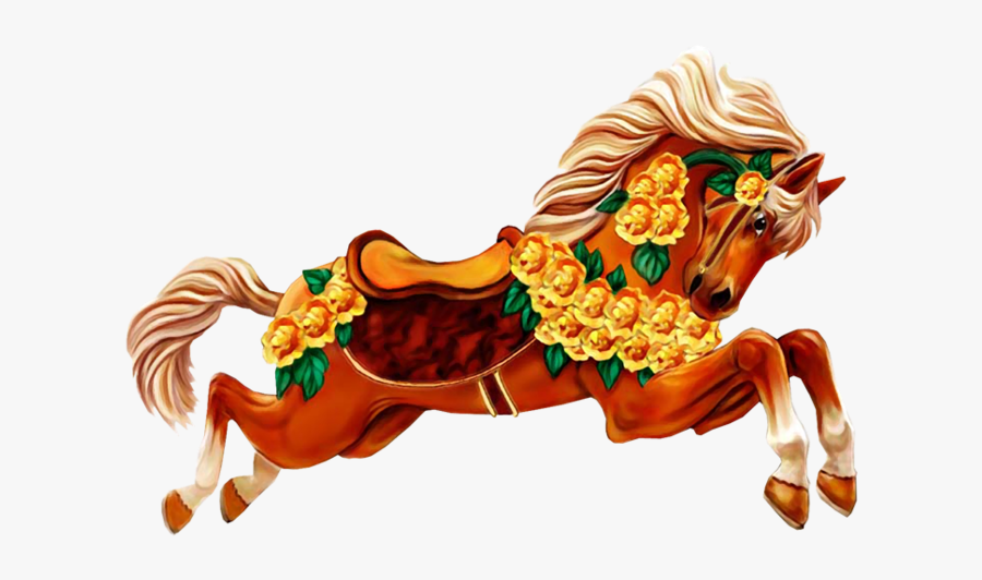 Palomino Carousel Horses, Transparent Clipart