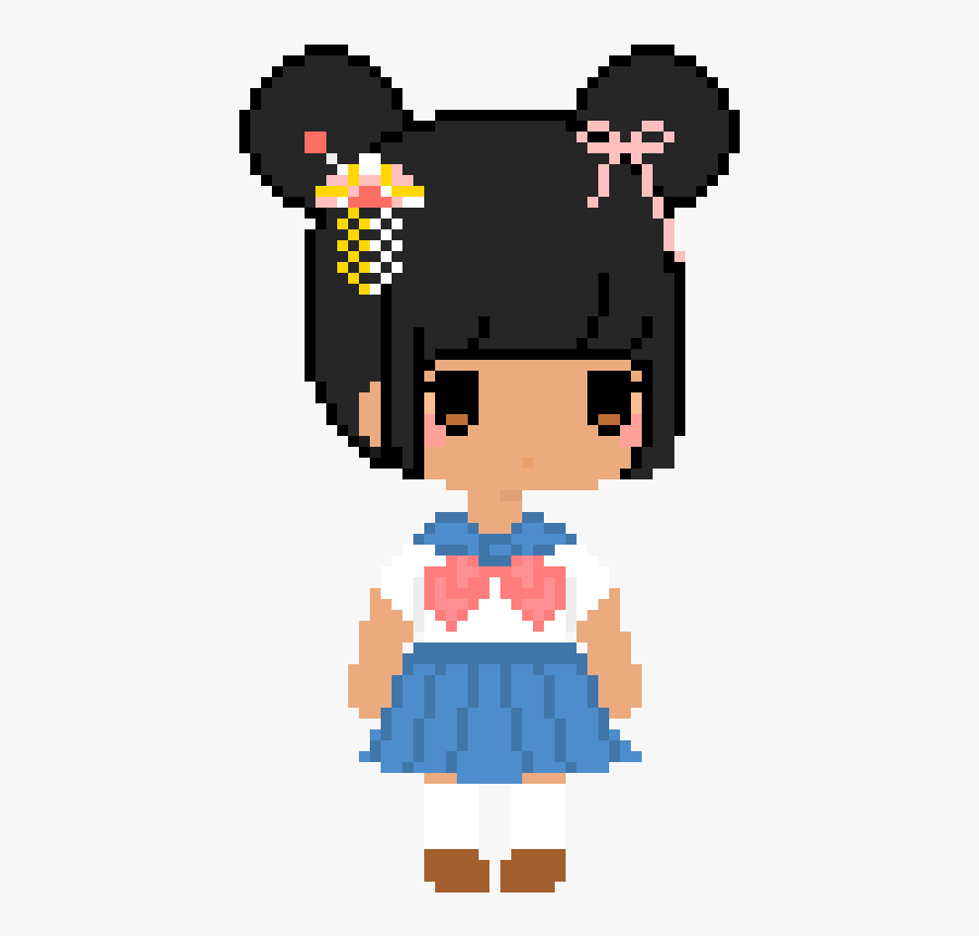 Japanese Girl - Cartoon - Japanese Girl Pixel Art, Transparent Clipart