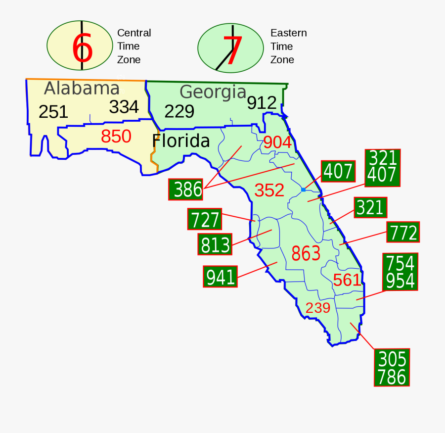 Florida Area Codes, Transparent Clipart