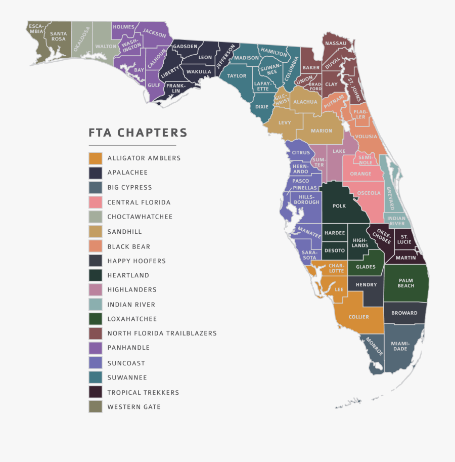 Transparent Trail Map Clipart - Koppen Climate Map Florida, Transparent Clipart