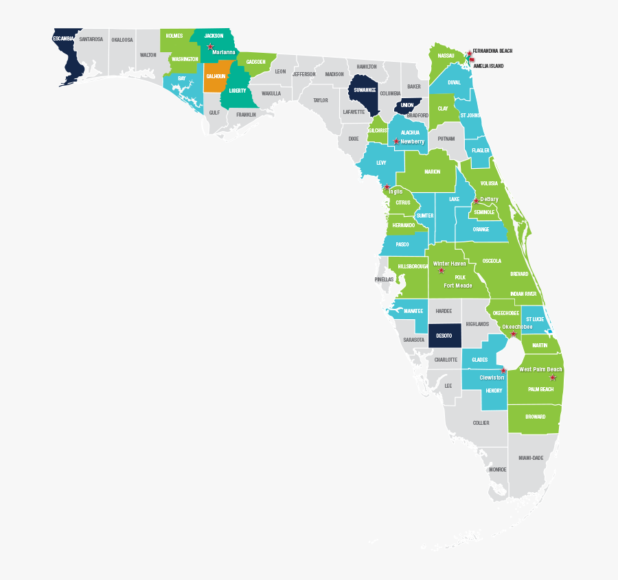 Transparent Florida Map Outline Png - Florida Utility Map, Transparent Clipart