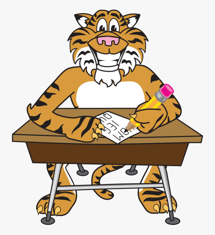 Tiger At Desk - Orange River Elementary Logo, Transparent Clipart
