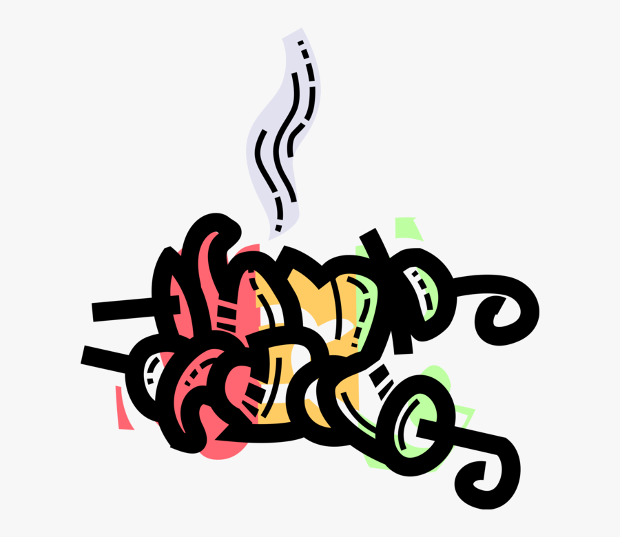 Vector Illustration Of Shish Kebab Skewers With Small - Шашлык Вектор Png, Transparent Clipart
