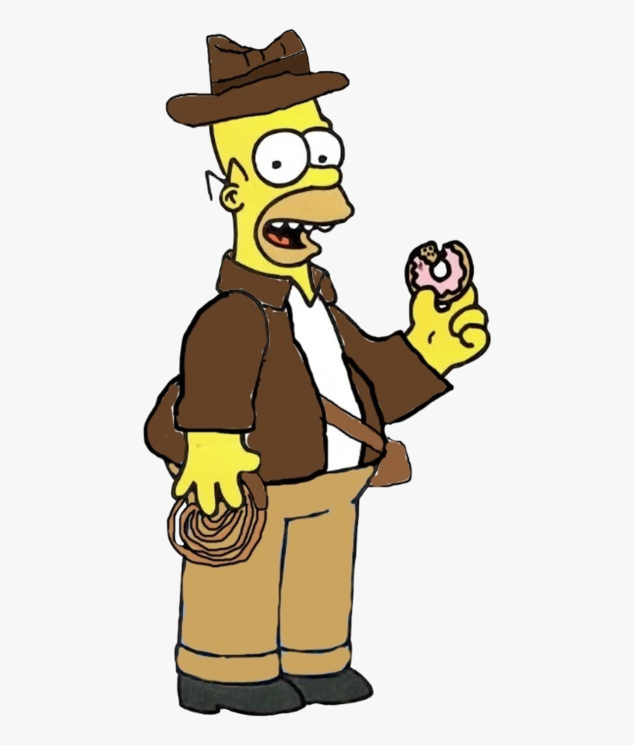 Indiana Homer - Simpsons Homer Eating A Donut, Transparent Clipart