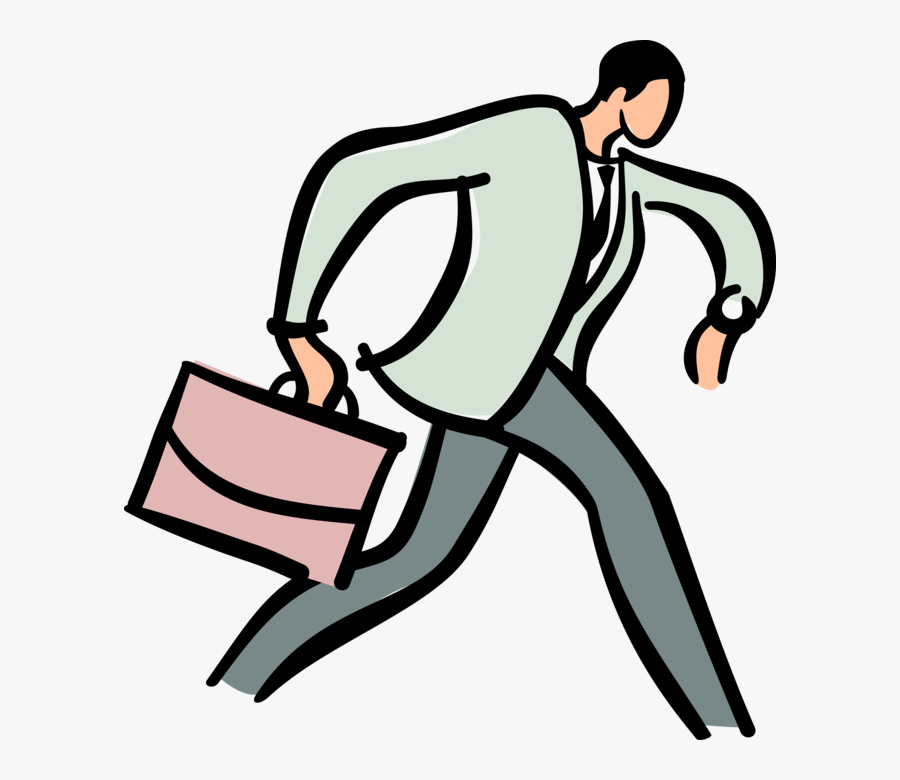 Vector Illustration Of Businessman Running Late For - Running Late For A Meeting, Transparent Clipart