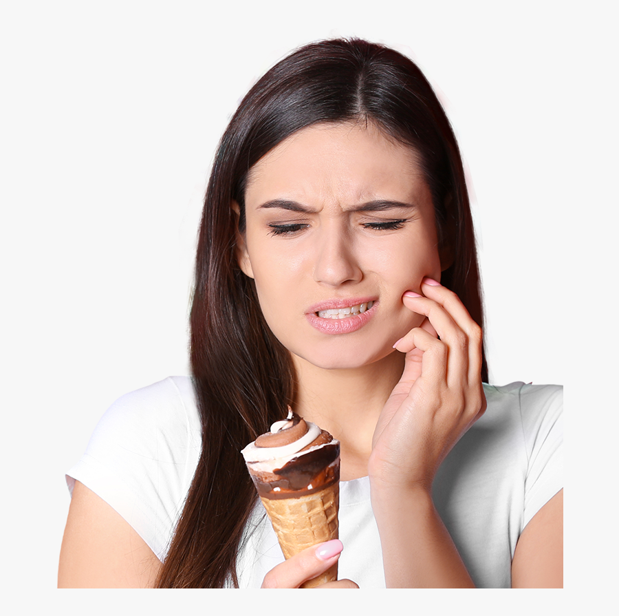 Woman Holding Ice Cream Wincing And Holding Jaw - Dentes Sensíveis, Transparent Clipart
