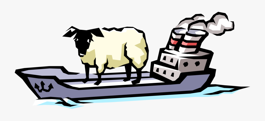 Vector Illustration Of Cargo Ship Or Freighter Ship, Transparent Clipart