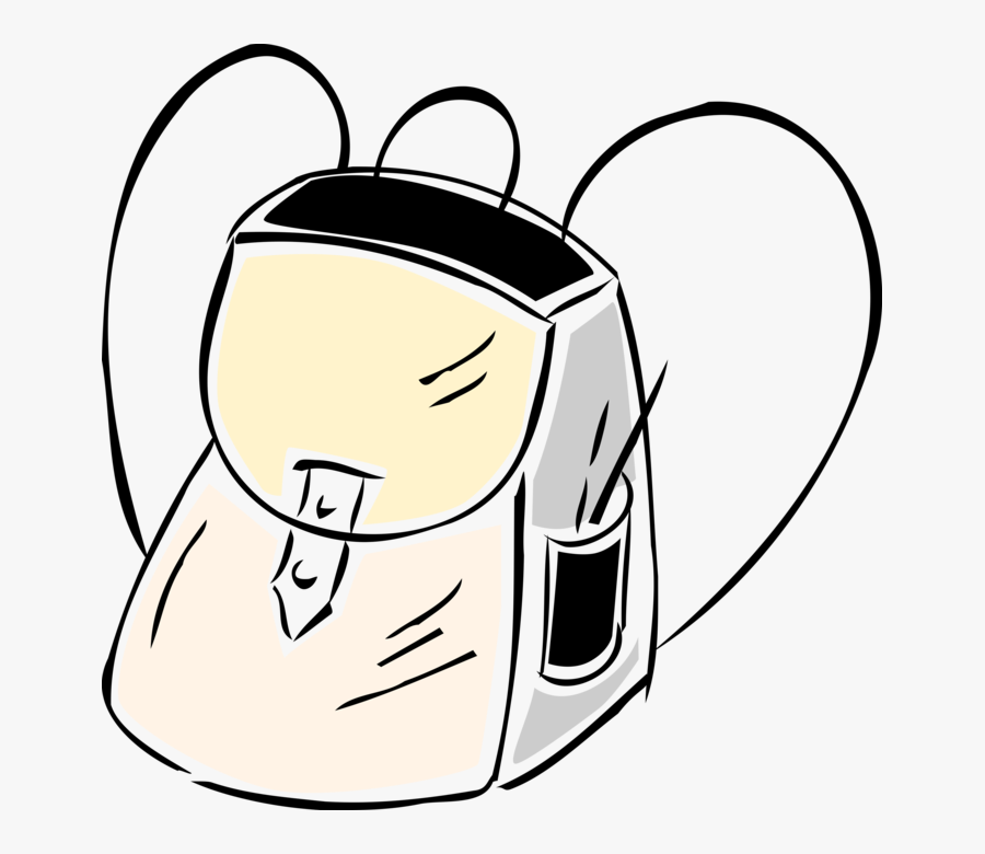 Vector Illustration Of Student"s School Backpack Knapsack, Transparent Clipart