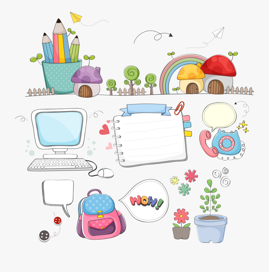 School Background Cartoon Computer, Transparent Clipart