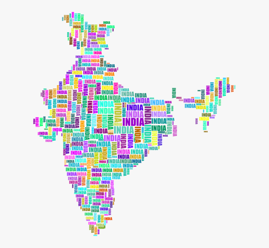 Map,art,symmetry - India Map Typography, Transparent Clipart