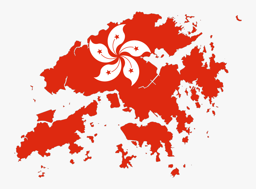 Hong Kong Flag Map, Transparent Clipart