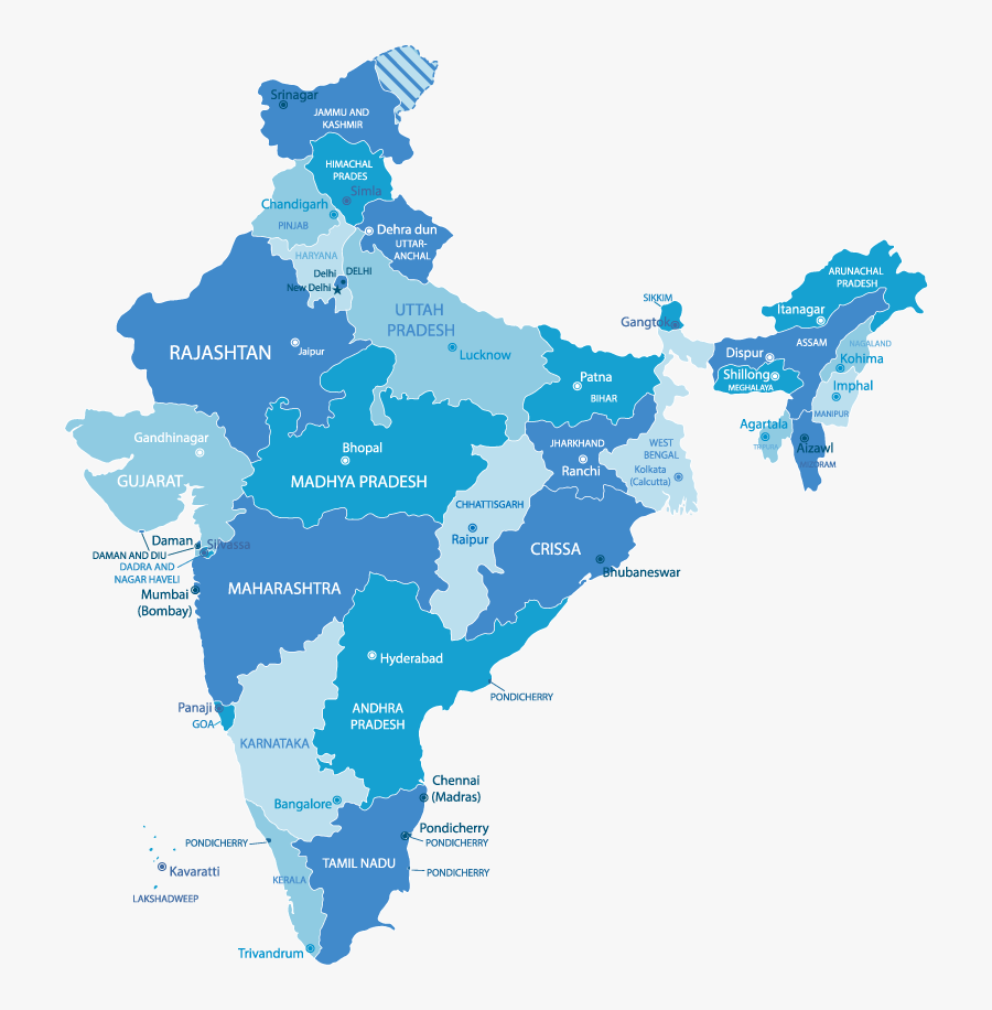 Lowest Sex Ratio State In India - India Map For Powerpoint, Transparent Clipart