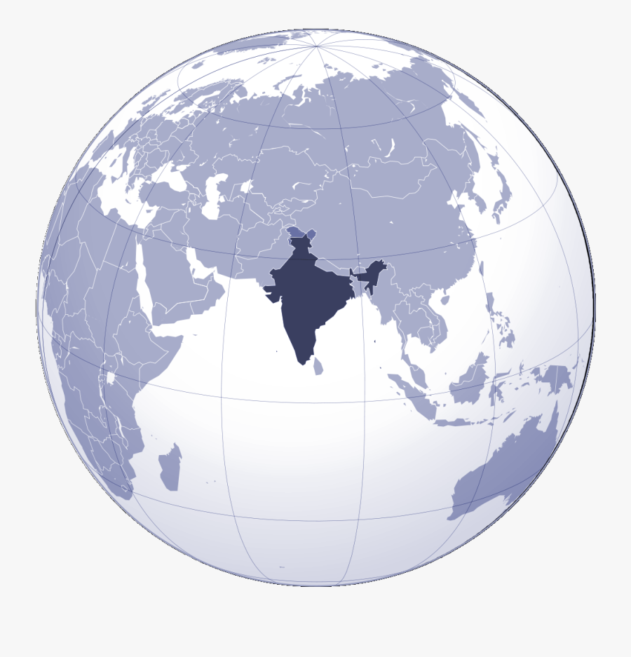 Where Is India Located - India On Globe Vector, Transparent Clipart