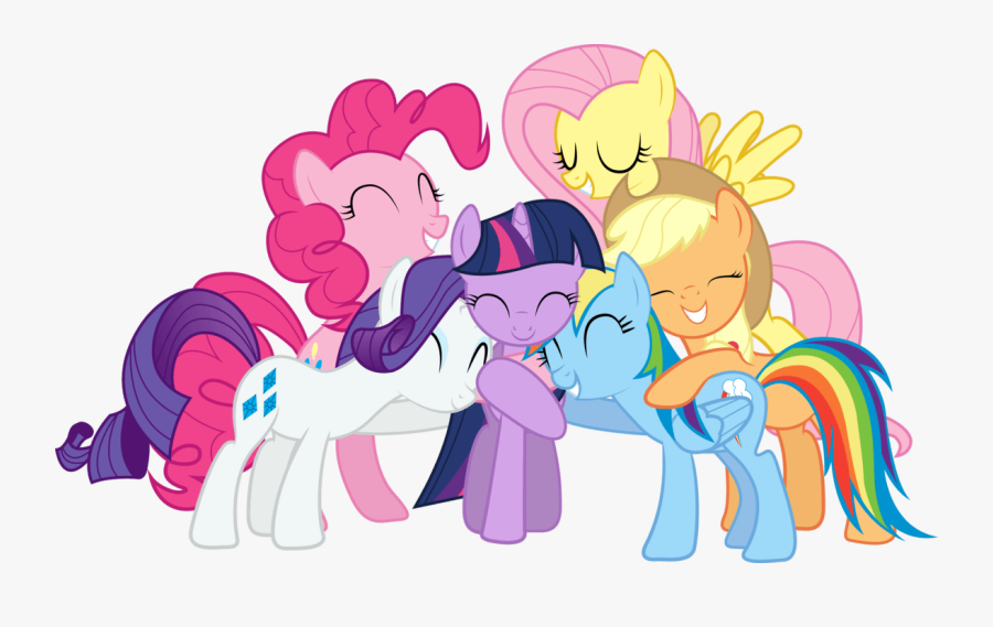 Mane 6 Group Hug By Silentmatten - My Little Pony Png, Transparent Clipart