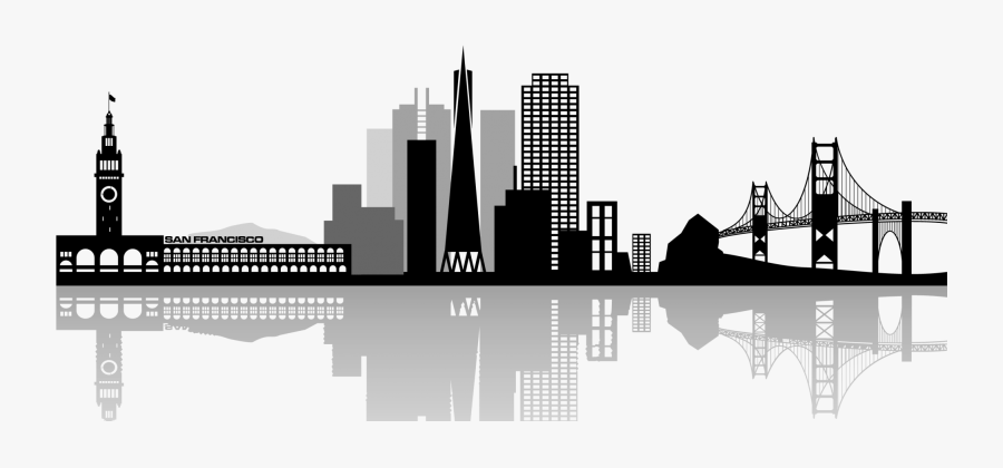 San Francisco Skyline Black And White Clip Art , Png - San Francisco Skyline Clipart, Transparent Clipart
