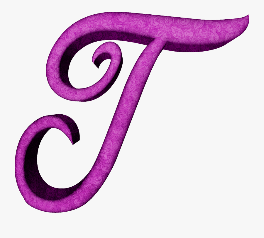 Alfabeto Estampado De Hojas En Fucsiat - Cursive Purple Letter T, Transparent Clipart