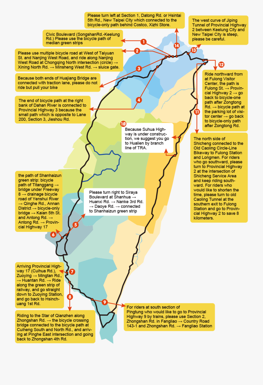 Transparent Bike Lane Png - Taiwan Road Map Cycling, Transparent Clipart