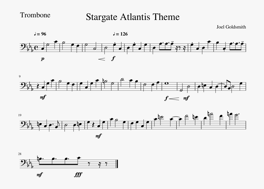 Clip Art Stargate Trombone Solo Sheet - Baker Street Tenor Sax Music, Transparent Clipart