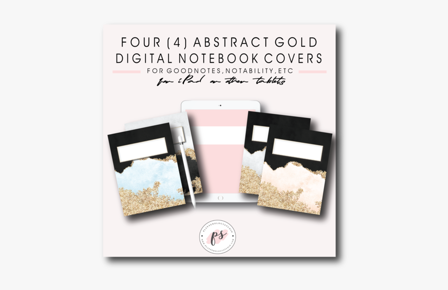 4 Abstract Gold Pattern Digital Planner Notebook Covers - Poster, Transparent Clipart