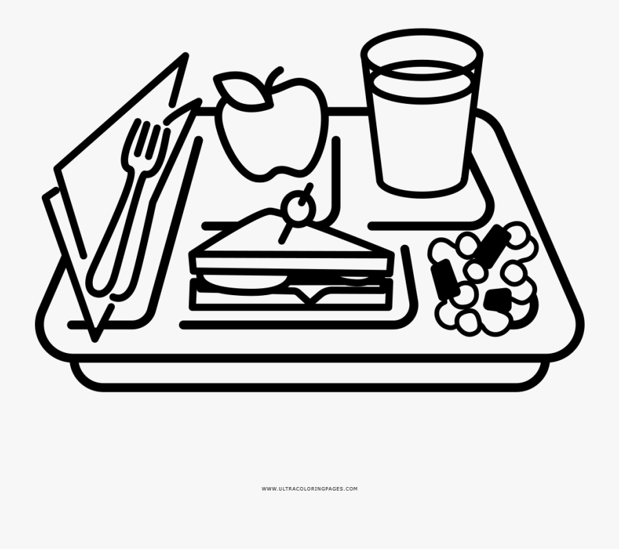 Clip Art De Comida Para Colorir - Lunch Tray Clipart Black And White, Transparent Clipart
