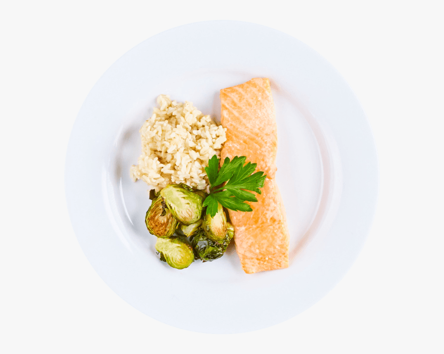 Plate Salmon Wild Rice And Brussel Sprouts, Transparent Clipart