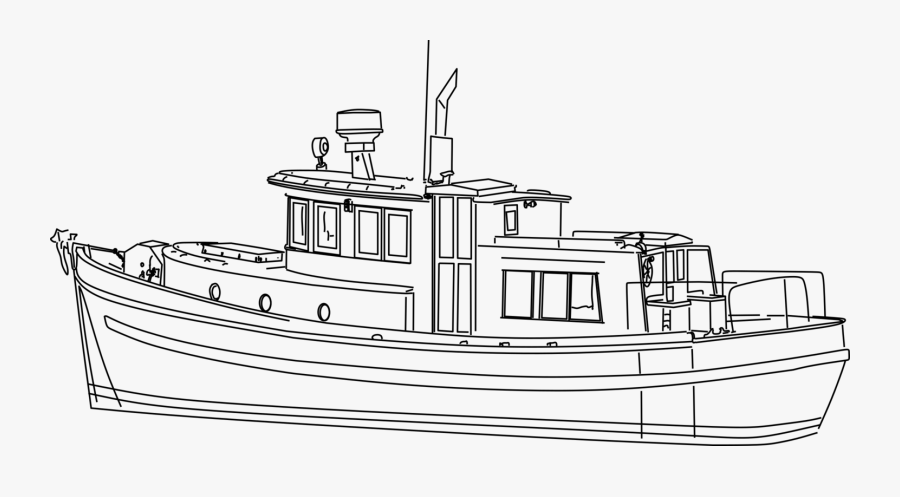 Line Art,steamboat,tugboat - Yacht Coloring Page, Transparent Clipart