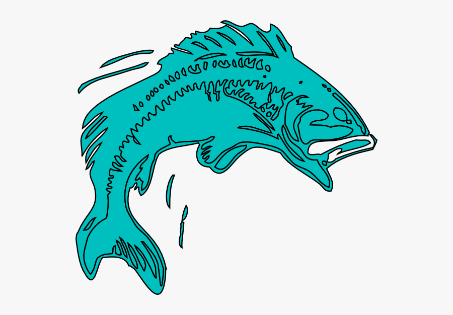Bass Jumping Out From Water Outline, Transparent Clipart