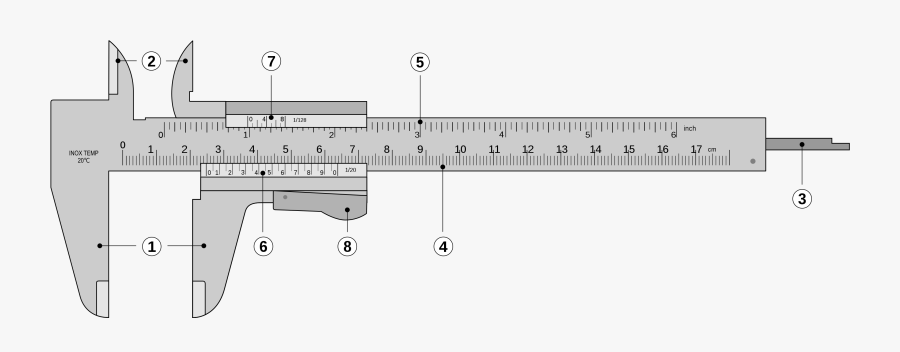 File - Vernier Caliper - Svg - Vernier Caliper Labeled - Vernier Caliper And Micrometer, Transparent Clipart