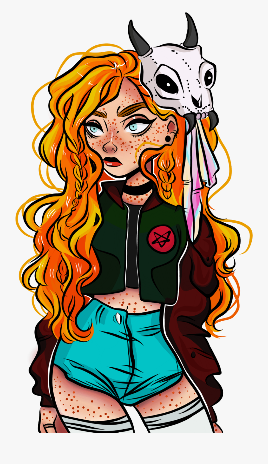 #girl #naranja #celeste #draw #illustrator #tumblr - Cartoon, Transparent Clipart