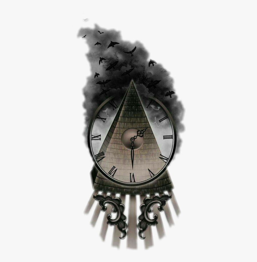 #punk #tattoo #clock #birds #pyramid #illuminati - Pyramid Clock Tattoo Design, Transparent Clipart