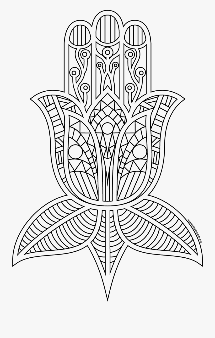 Clip Art Hamsa Designs - Hamsa Coloring Page, Transparent Clipart