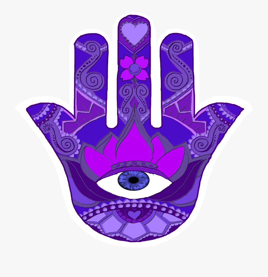 #hamsa #hand #eye #drawing #purple #mandala #natnat7w - Illustration, Transparent Clipart