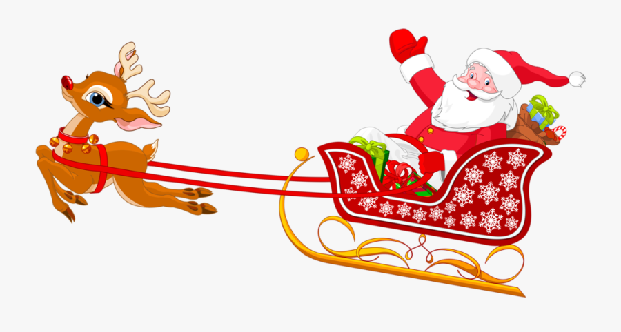 Claus S Sled Clip - Santa On His Sleigh Clip Art, Transparent Clipart