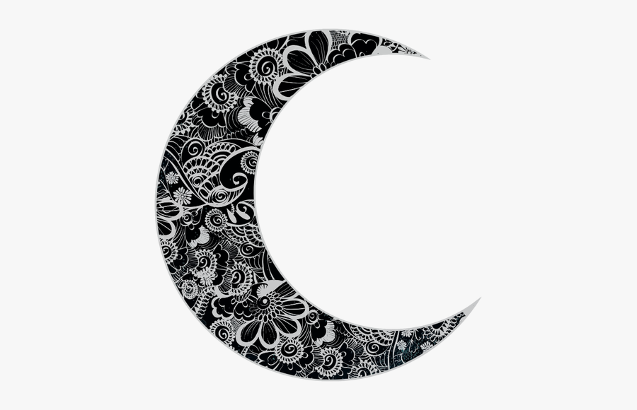 Vector Clip Art Of Floral Crescent Moon - Crescent Moon Design, Transparent Clipart