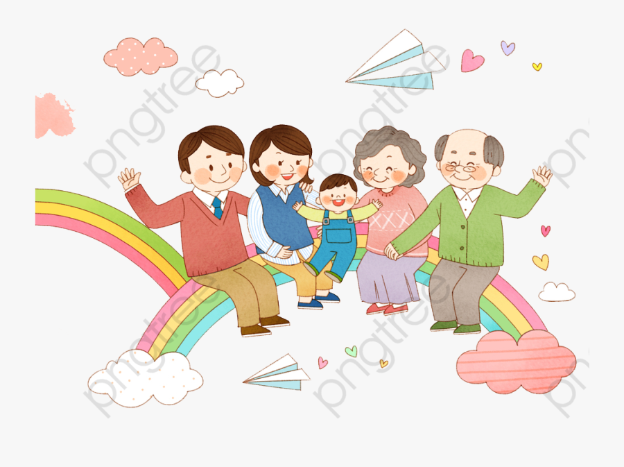 Happy Family Clipart Cartoon - Happy Family Drawing Cartoon Hand Drawing Drawings, Transparent Clipart