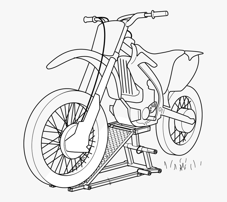 Motorcycle, Sketch, Black, Motorbike, Motorbikes, Speed - Motorbike Outline, Transparent Clipart