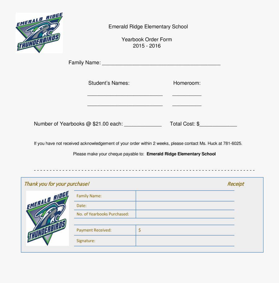 Clip Art Purchase Receipt - Emerald Ridge Elementary School, Transparent Clipart