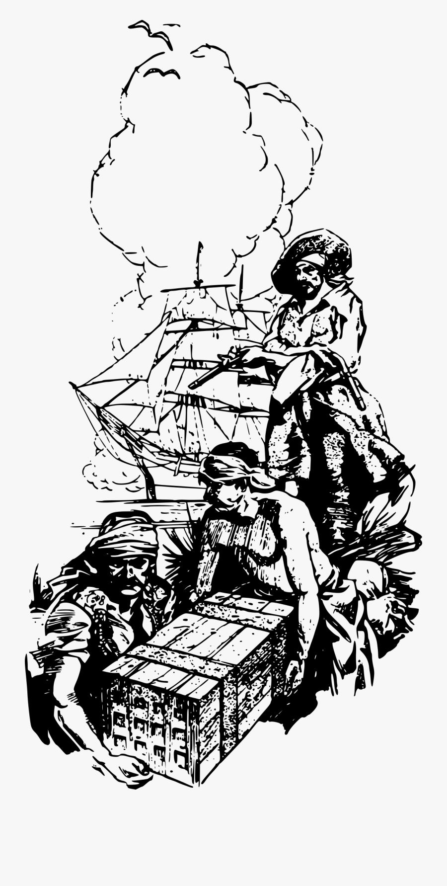 Pirates With A Box Clip Arts - Animasi Bergerak Bajak Laut, Transparent Clipart