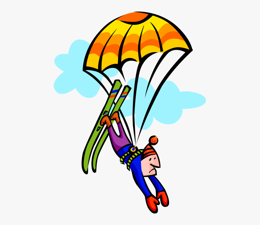 Skier On With Parachute - Extreme Sports Clipart, Transparent Clipart