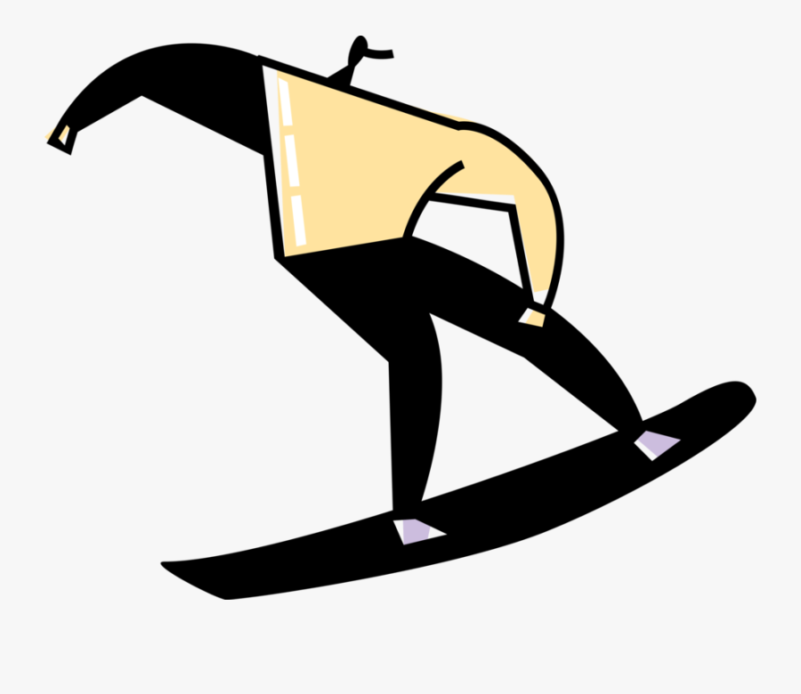 Snowboarding Down Hill On - Illustration, Transparent Clipart