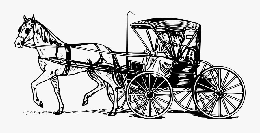 Buggy Clip Arts - Horse And Carriage Drawing, Transparent Clipart