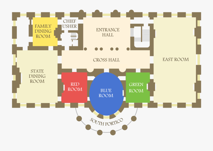 White House State Floor - White House Floor Plan, Transparent Clipart