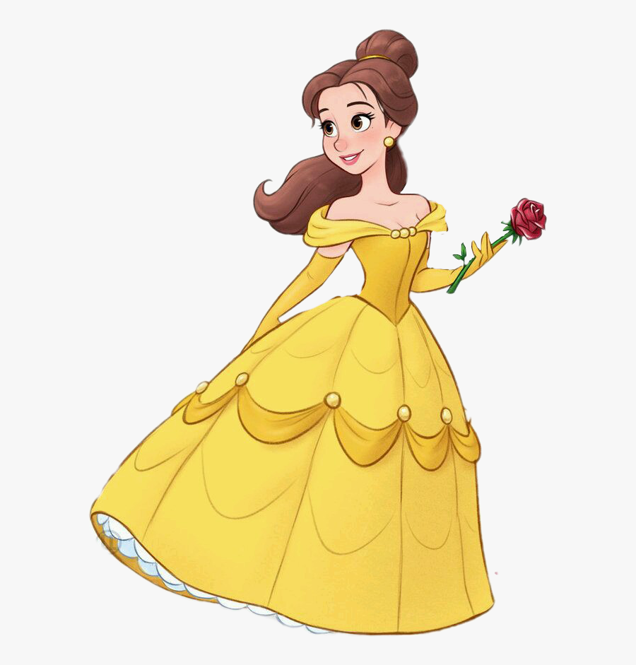 #belle #disney #princess - Belle Holding A Rose, Transparent Clipart