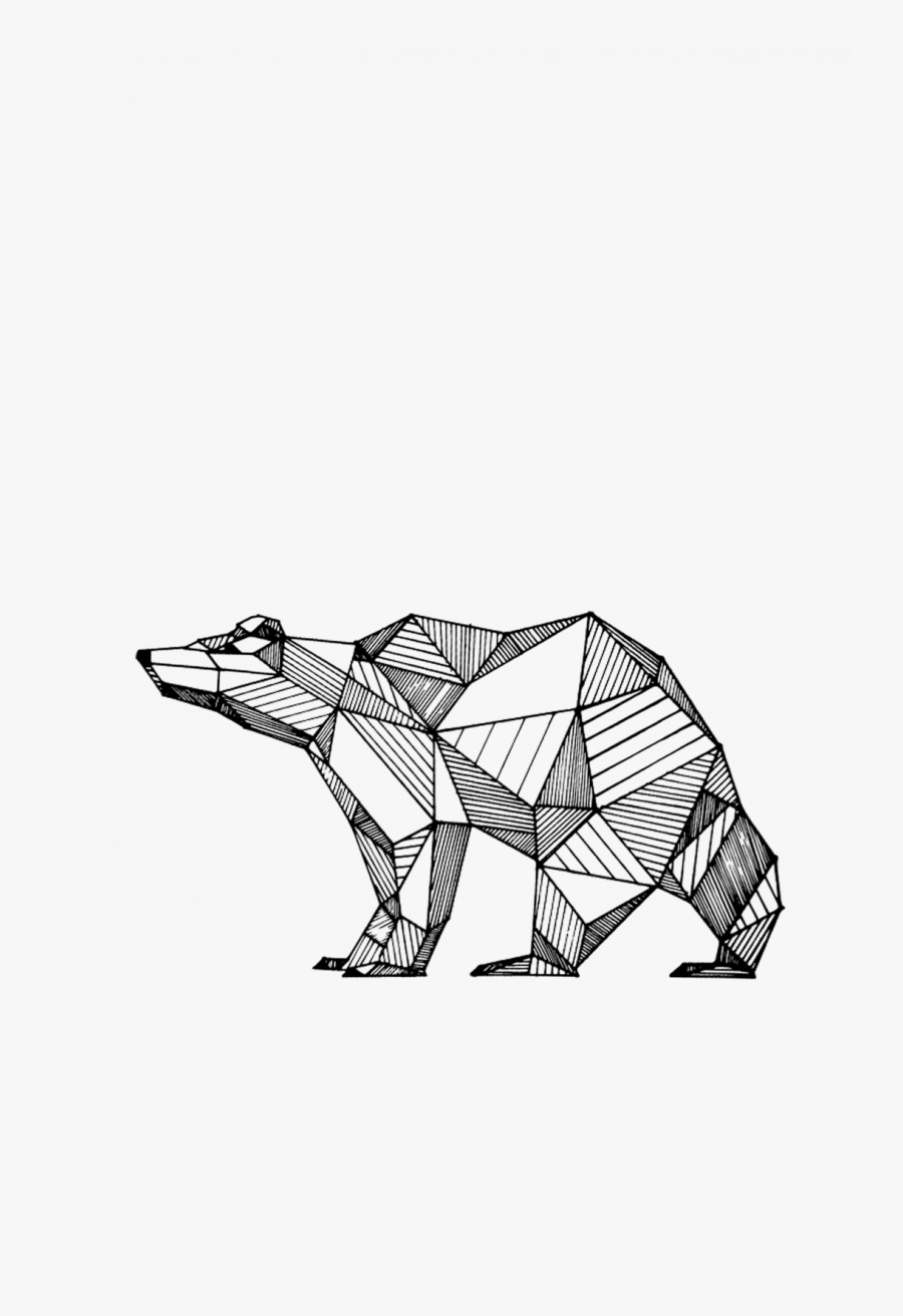 Large Size Of Black And White Drawing Of Earth Chalk - Geometric Drawing Polar Bear, Transparent Clipart
