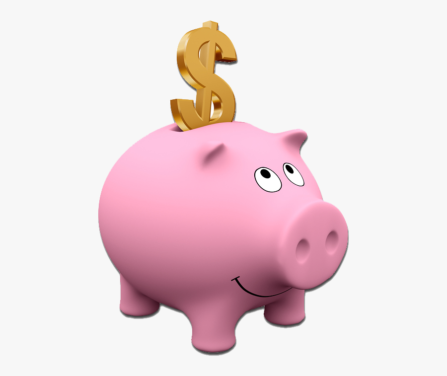66412 - Piggy Banks With Money, Transparent Clipart