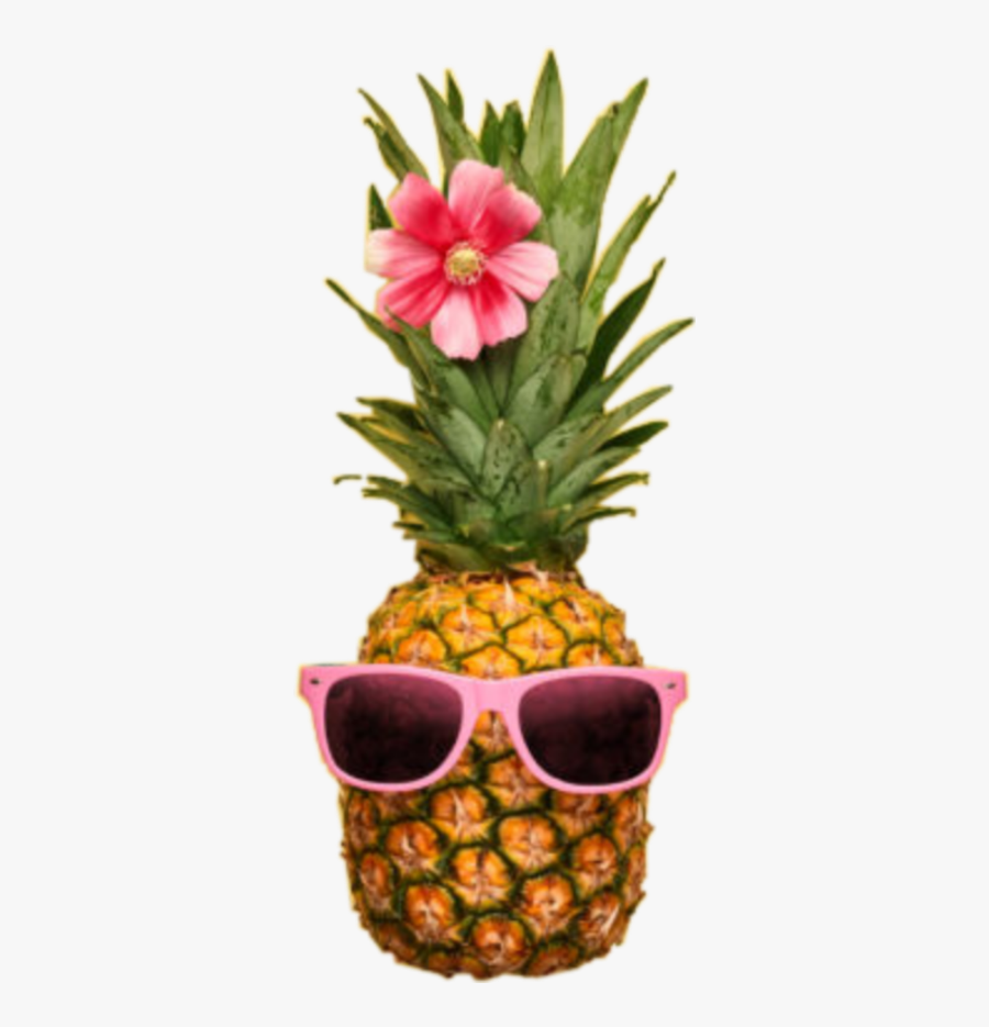 #pineapple #cute #hibiscus #sunglasses #shades #californiagirl - Piña A La Moda, Transparent Clipart