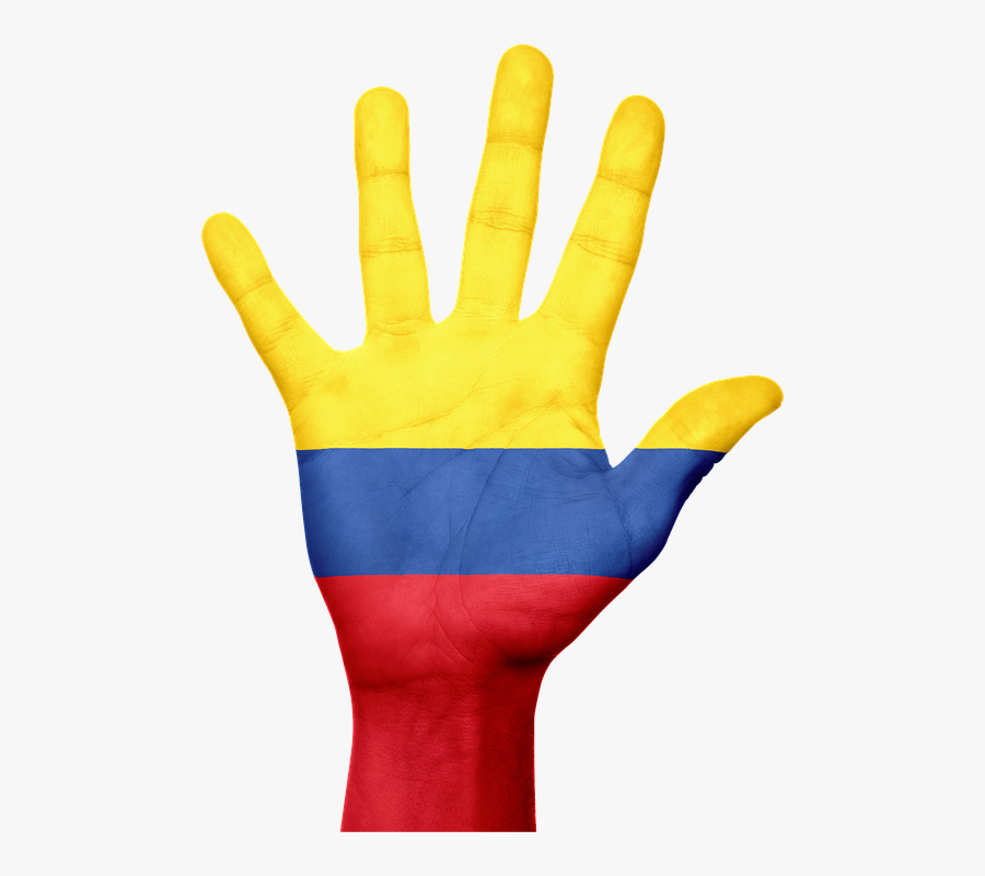Colombia Flag Hand - Mano Con La Bandera De Colombia, Transparent Clipart